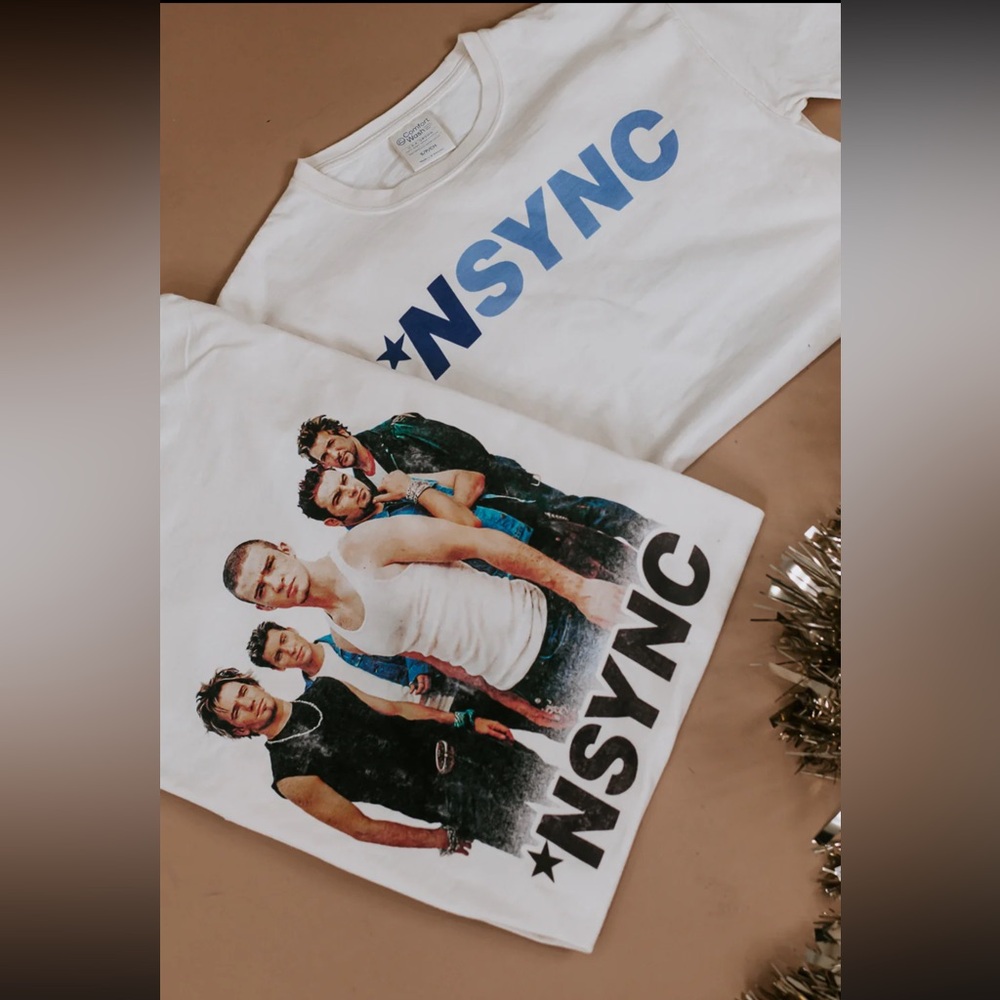 Comfort Wash Your Favorite Boy Band NSYNC Graphic Tee Ivory Size Large - Picture 1 of 11